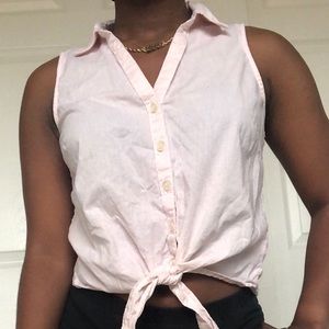 Pink button down top